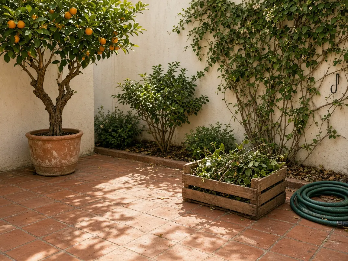 Patio ordenado después de una puesta a punto
